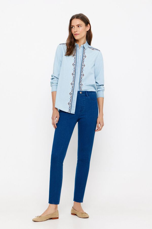 Cortefiel Pantal&oacute;n punto jacquard Azul