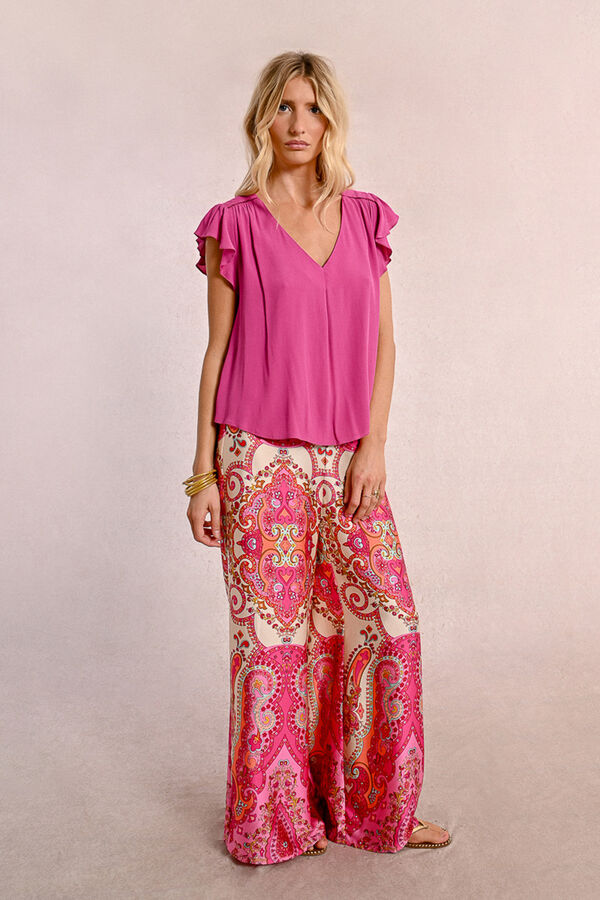 Molly Bracken Top de manga curta com folhos Roxo