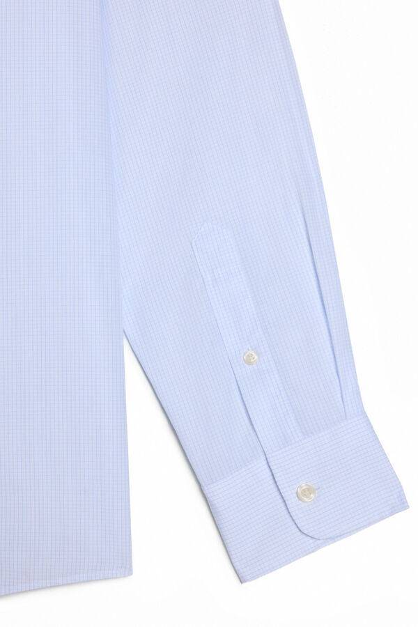 OOTO Camisa cuadro microventana manga larga Azul