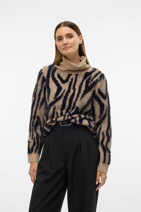 Vero Moda Jersey de cuello vuelto Marr&oacute;n