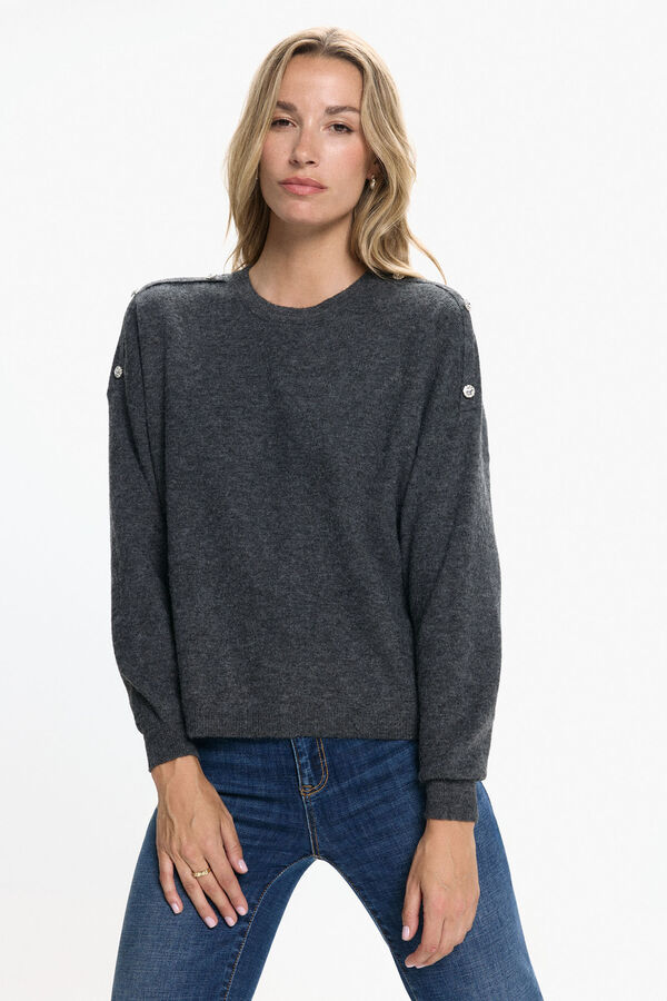 Vero Moda Jersey botones joya Gris oscuro