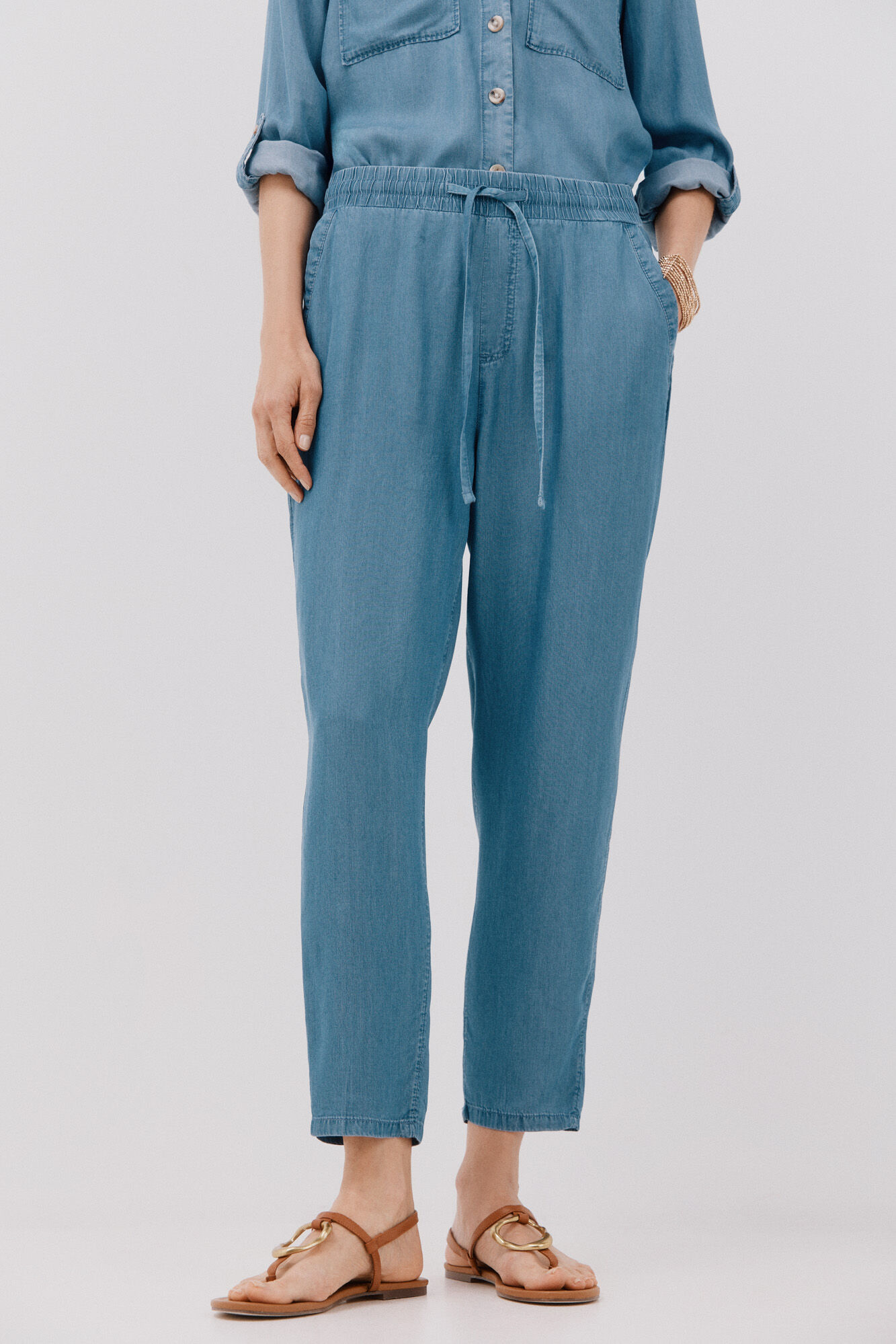 Cortefiel Pantalones fluidos tencel