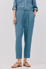 Cortefiel Pantalones fluidos tencel Azul