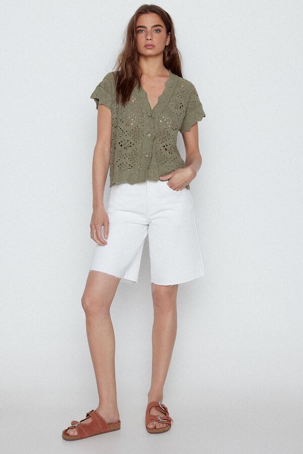 Slowlove Colete malha rendilhada Verde