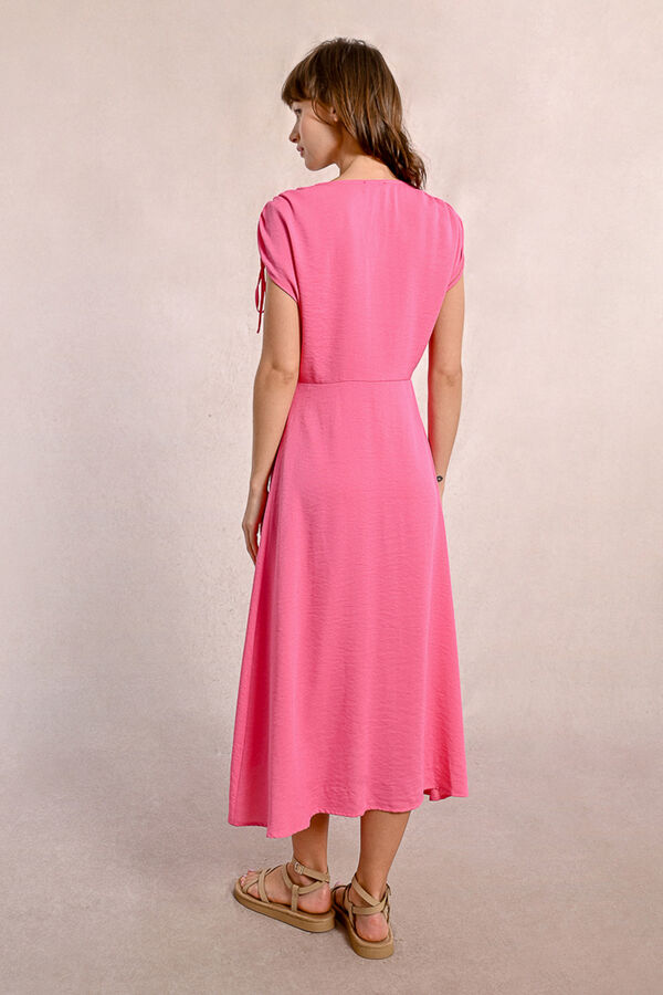 Molly Bracken Vestido midi com manga curta ajustáveis Subiu