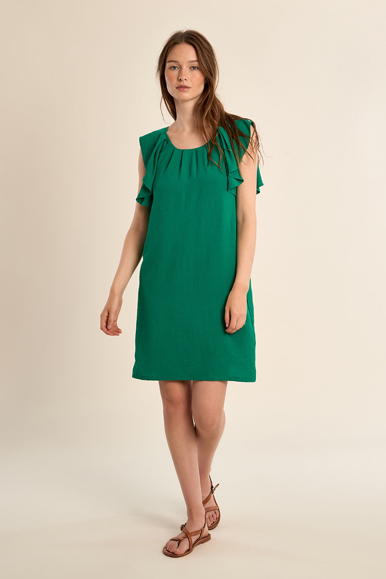 Molly Bracken Vestido de manga curta borboleta com pregas