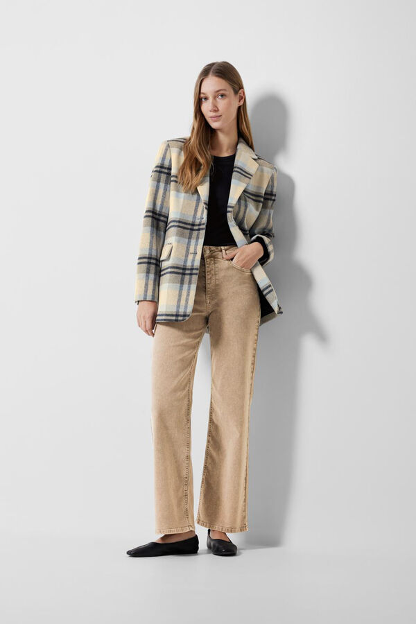 Selected Femme Pantal&oacute;n vaquero en color tostado de cintura alta y pierna ancha Blanco