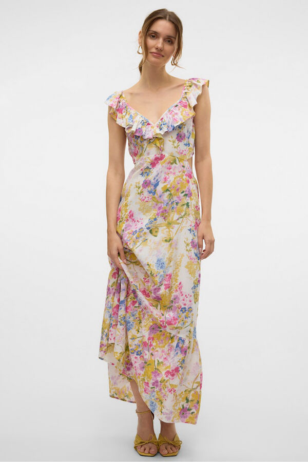 Vero Moda Vestido largo de tirantes Estampado blanco