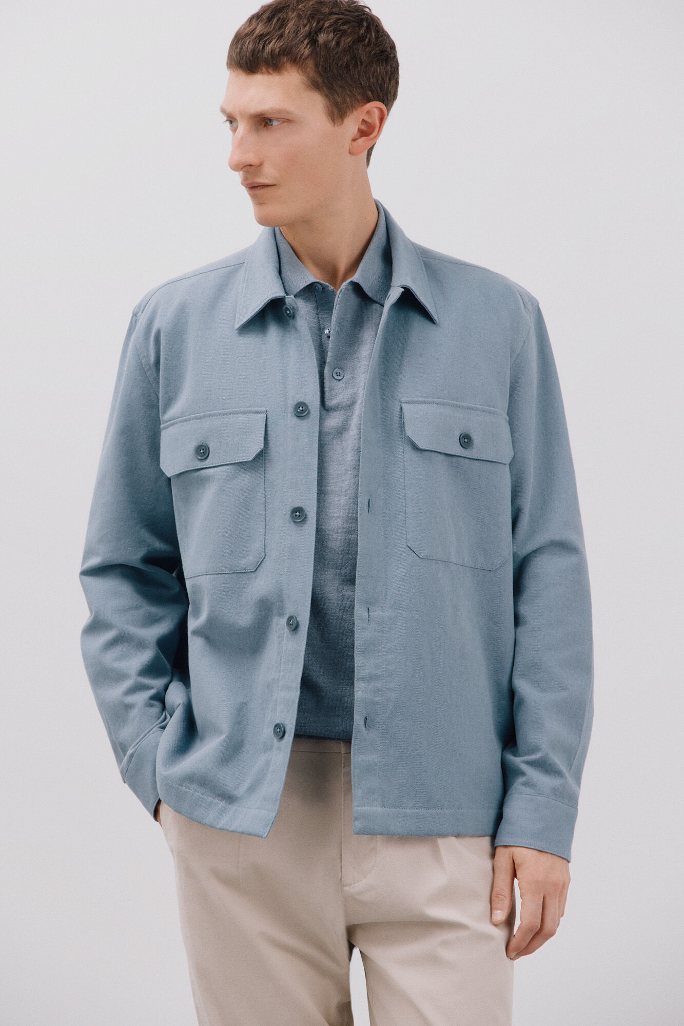 Cortefiel Overshirt de linho de algod&atilde;o coordenado