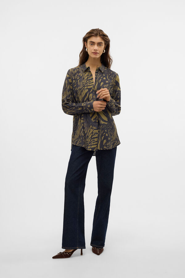 Vero Moda Camisa estampada manga larga Verde oscuro