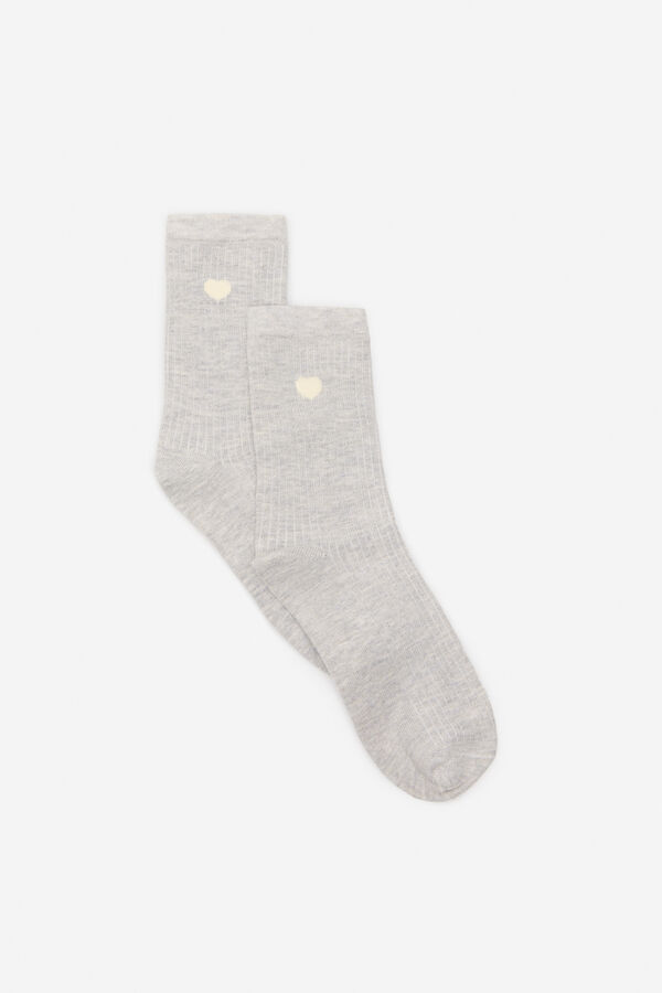 Cortefiel Meia canelada longa Cinzento