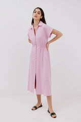 Cortefiel Vestido camisero midi Lila