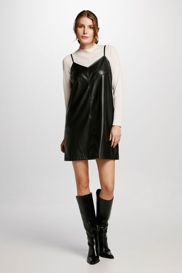 Vila Vestido corto efecto piel Negro