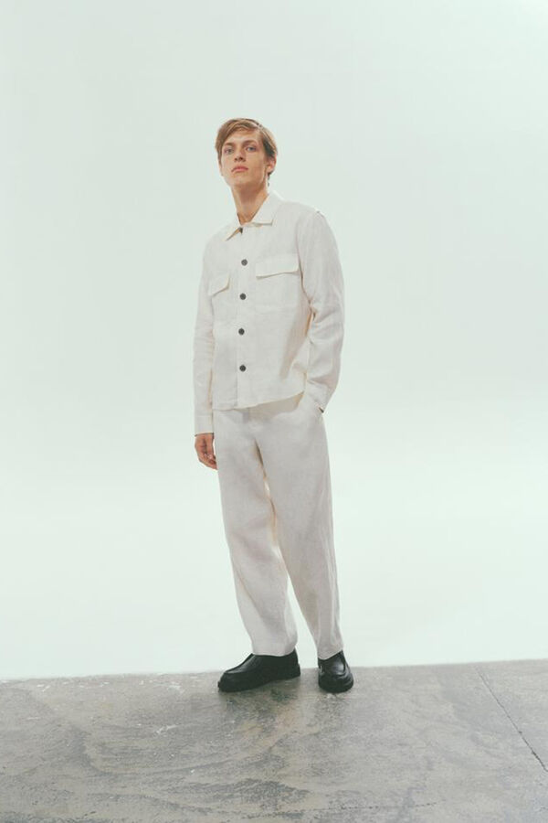 Selected Sobrecamisa de lino Blanco