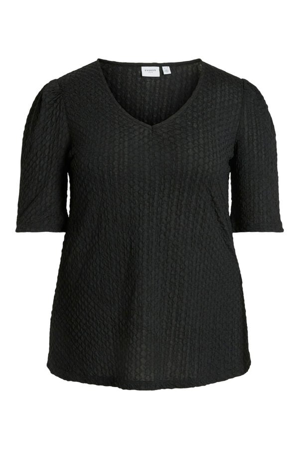 Evoked by Vila Top de manga 3/4 abullonada Negro