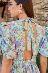 Pol&iacute;n Et Moi Vestido midi con flores Verde