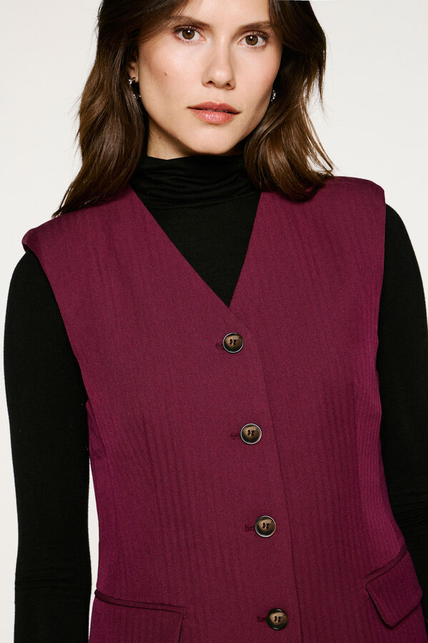 Selected Chaleco traje bolsillos. Morado