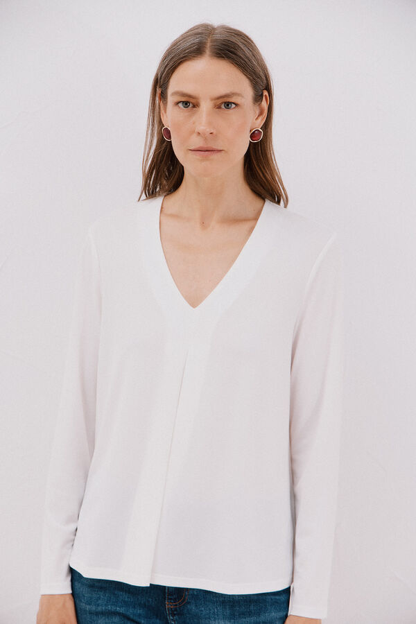 Cortefiel Top fluido pliegue Blanco