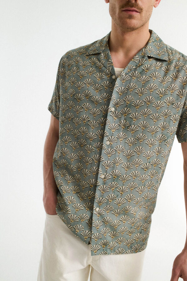 Selected Camisa de manga curta de algodão orgânico Verde