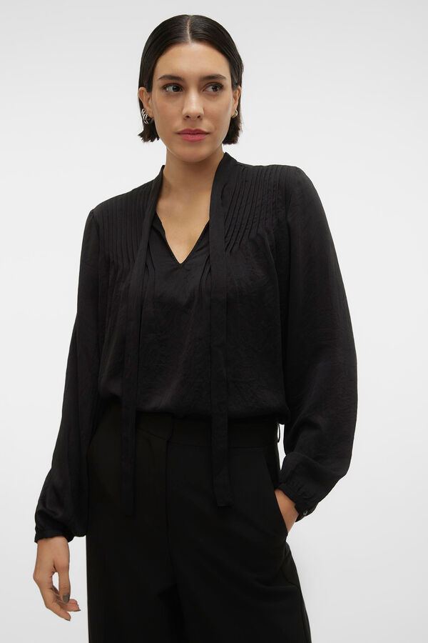 Vero Moda Top de manga larga detalle lazada Negro