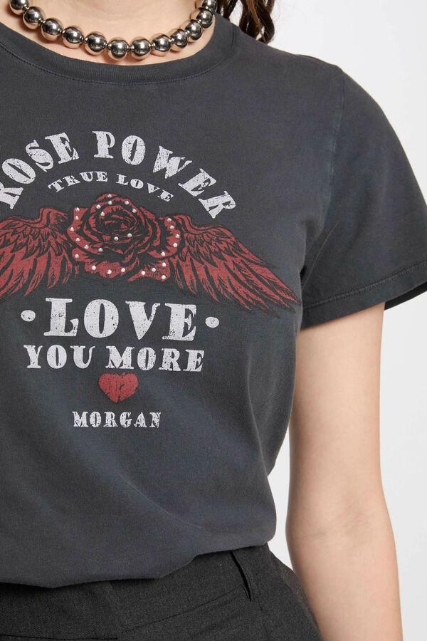 Morgan Camisola com texto Cinzento