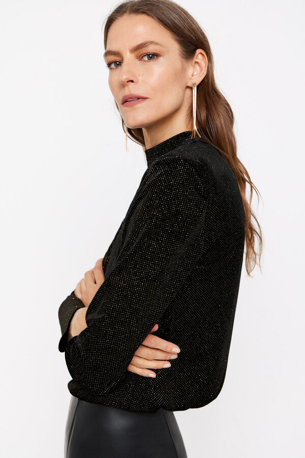 Cortefiel Top terciopelo con hombreras Negro