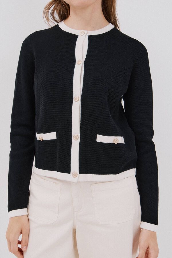 Cortefiel Chaqueta b&aacute;sica punto Negro