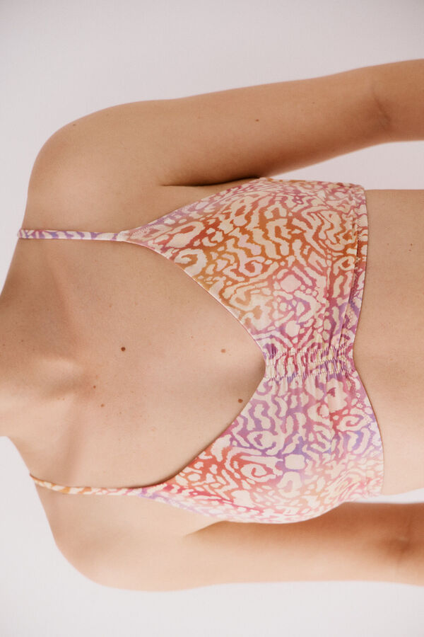 Cortefiel Top bikini detalle fruncido Estampado rojo