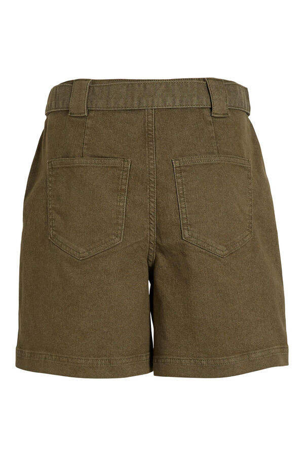 Vila Cal&ccedil;as curtas de cintura subida e com cinto Verde