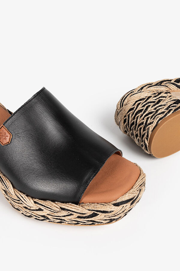 Popa Dillon Leather Salto Cunha Feminino Preto