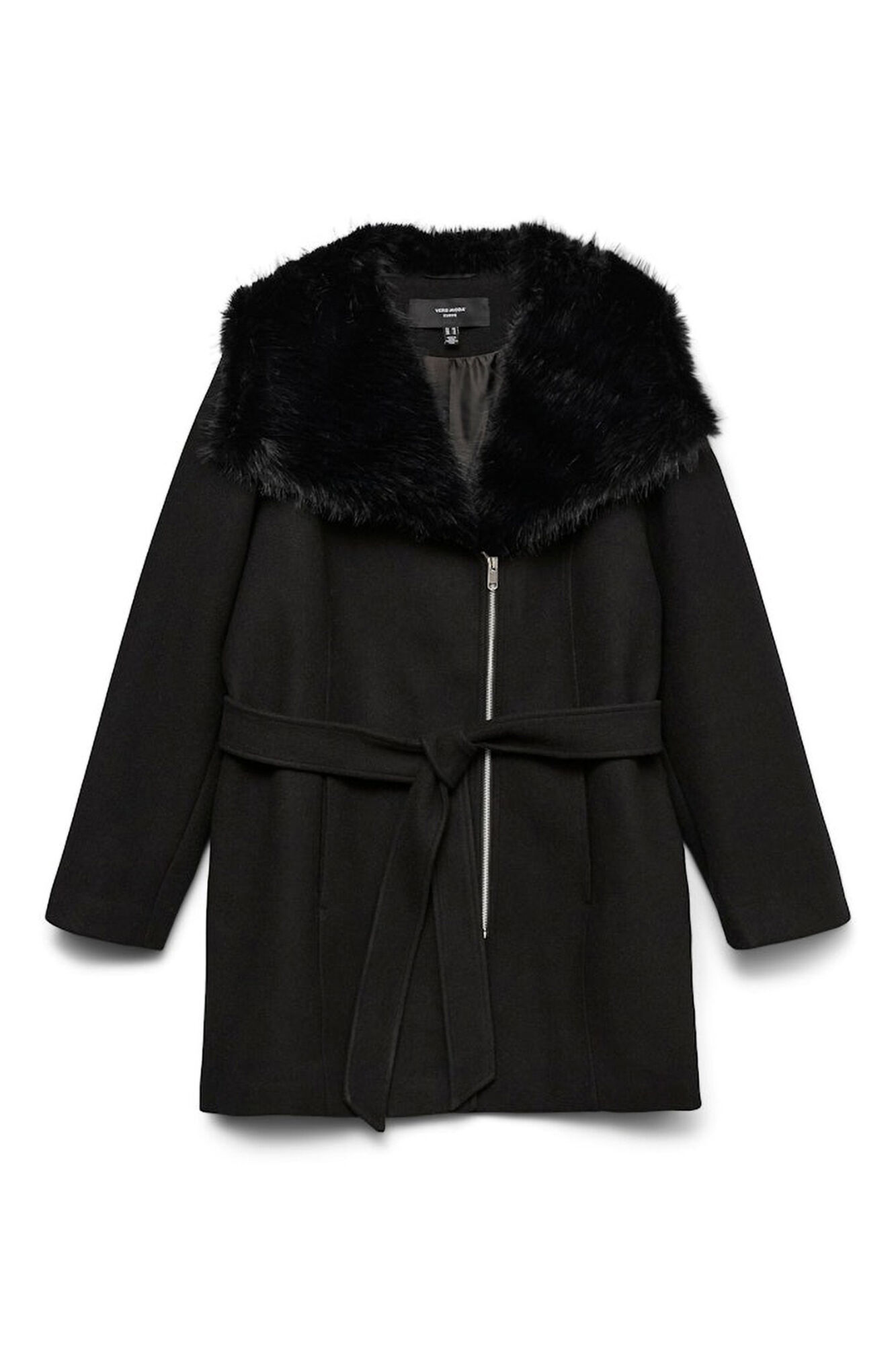 Vero Moda Curve Sobretudo de tecido com gola de pele tamanho grande