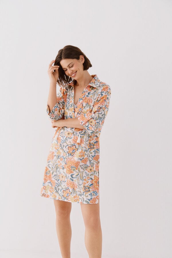 Cortefiel Caft&aacute;n t&uacute;nica estampado Multicolor