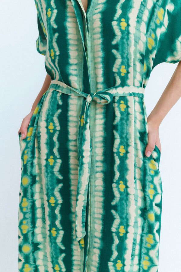 Vila Vestido camisa midi de viscose   Verde