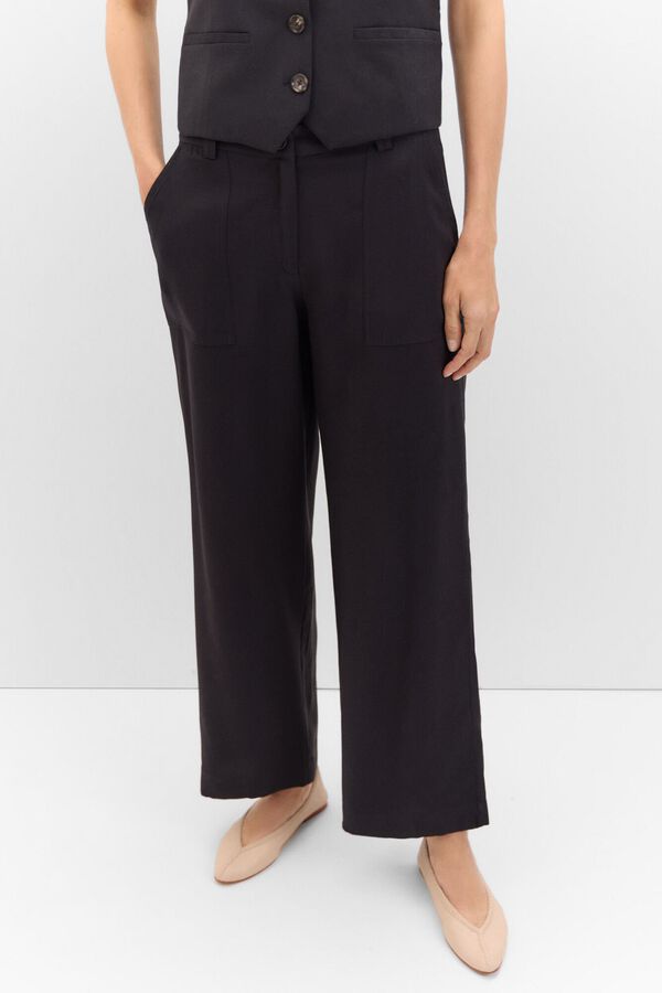 Cortefiel Pantal&oacute;n cargo ancho Negro