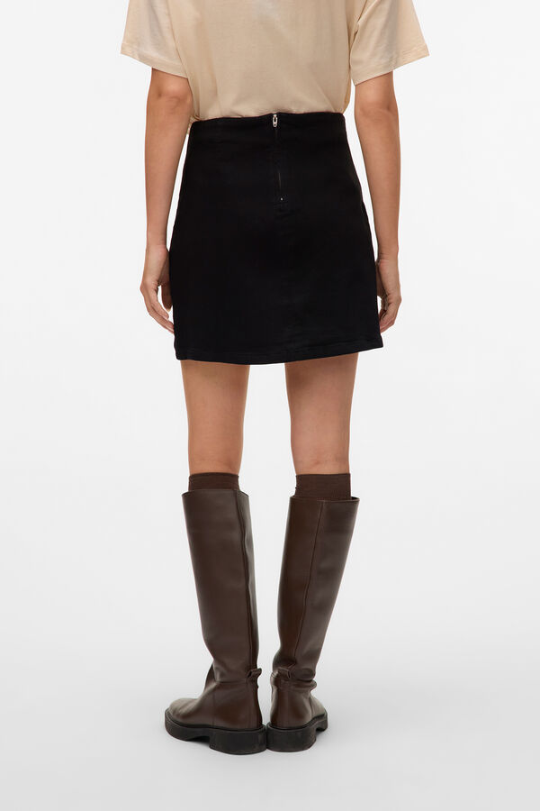 Vero Moda Saia curta jeans com fenda Preto