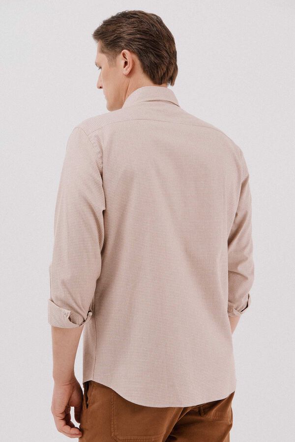 Cortefiel Camisa twill cuadros Camel