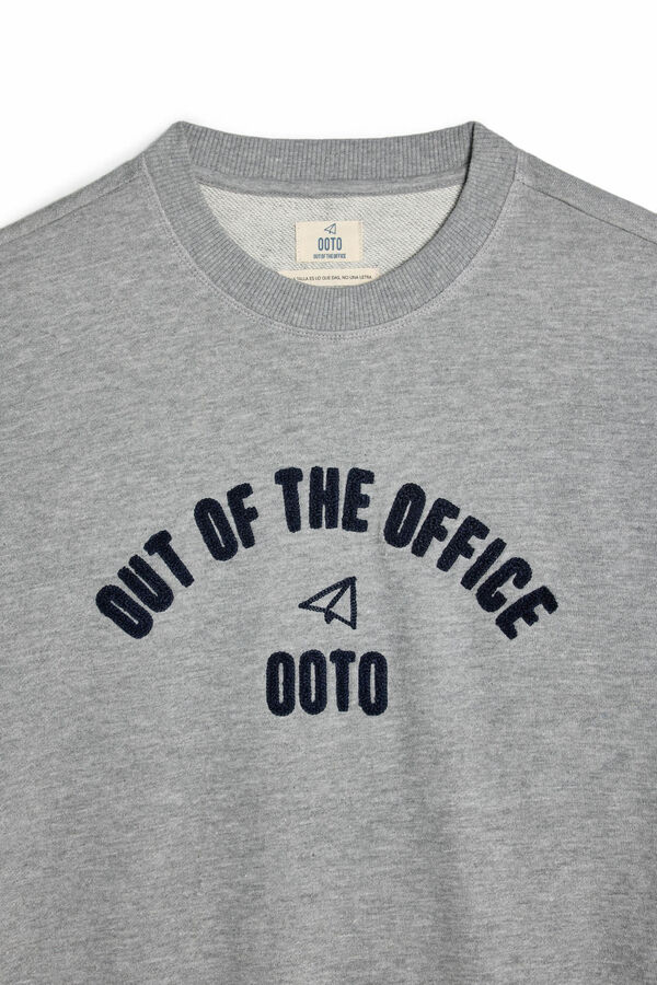 OOTO Sweatshirt gola redonda com logo Cinzento