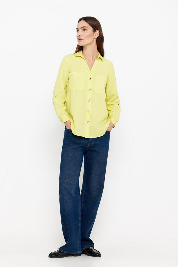 Cortefiel Camisa vaquera tencel Amarillo