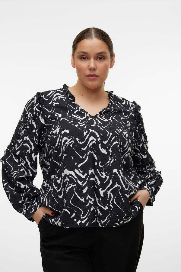 Vero Moda Curve Camisa de manga comprida tamanho grande Preto
