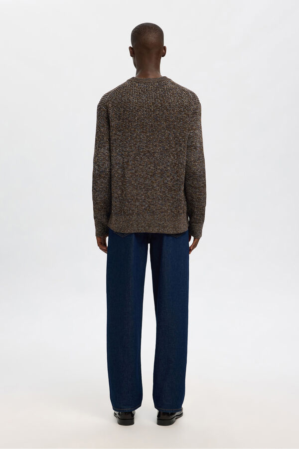 Selected Jersey cuello caja 100% algod&oacute;n org&aacute;nico Marr&oacute;n