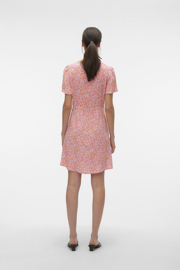 Vero Moda Vestido corto manga corta y cuello pico Blanco