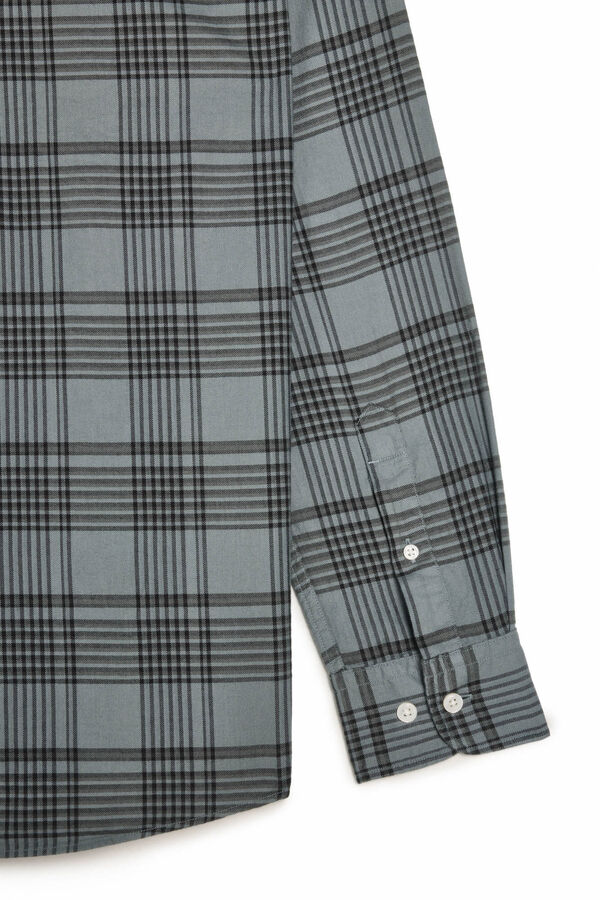 OOTO Camisa cuadros lavada manga larga Turquesa