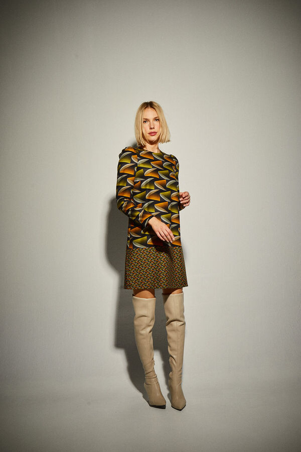 Dolores Promesas Vestido curto com estampado de folhas Multicolorido