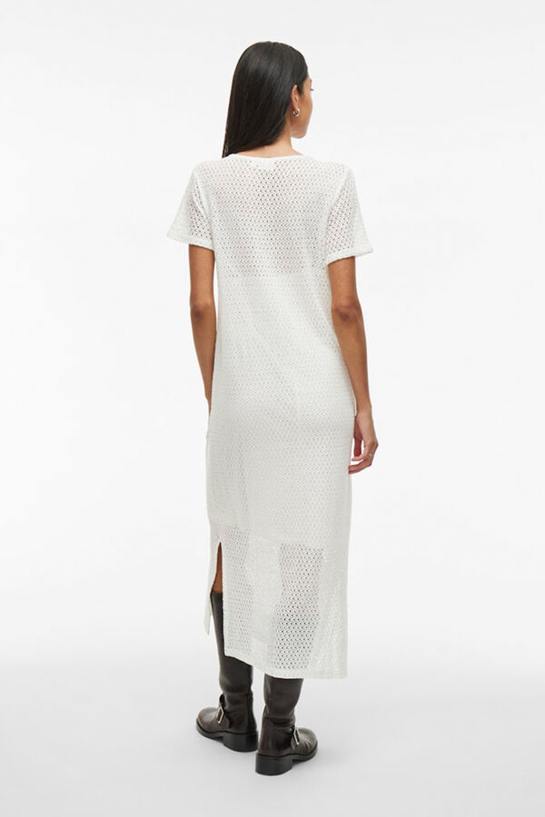 Vila Vestido midi de manga curta Branco