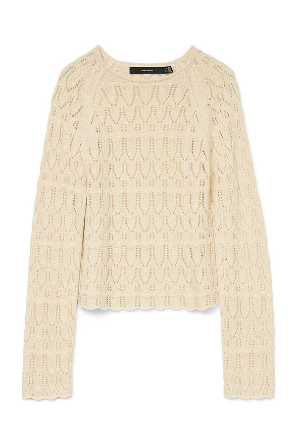 Vero Moda Camiseta de punto calado manga larga Tostado