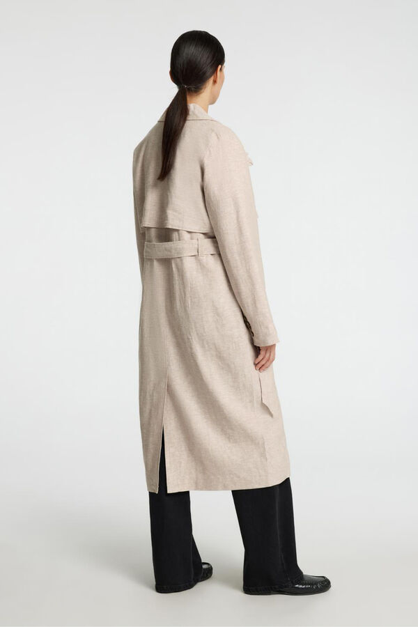 Selected Femme Casaco longo de linho Castanho