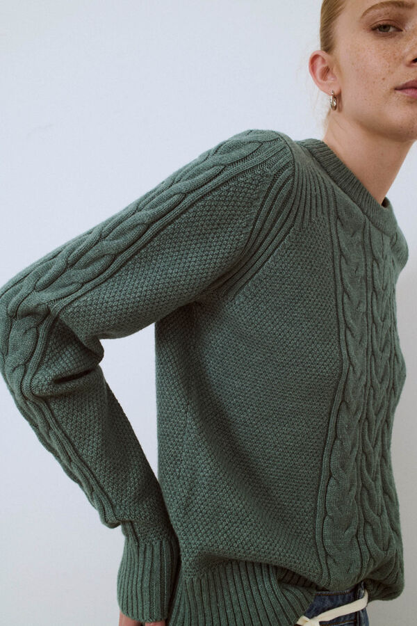 Object Jersey trenzas b&aacute;sico Verde oscuro