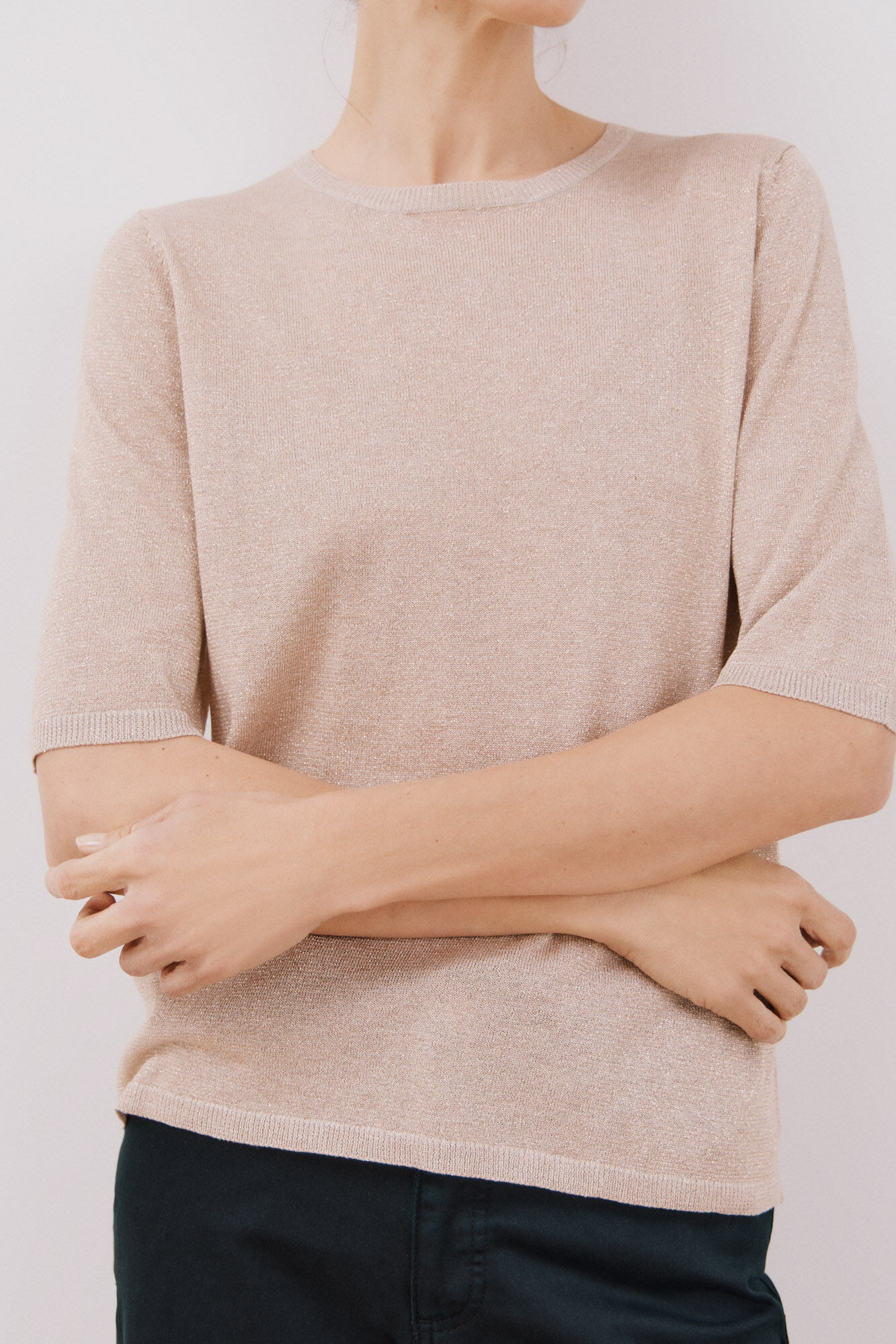 Cortefiel Jersey de malha met&aacute;lica