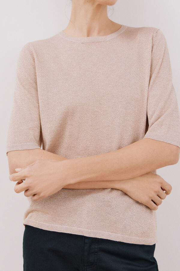 Cortefiel Jersey de malha met&aacute;lica Castanho