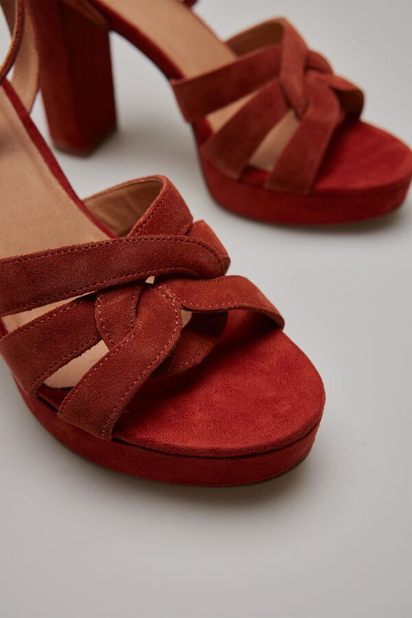 Slowlove Sandalia tacón de piel Marrón